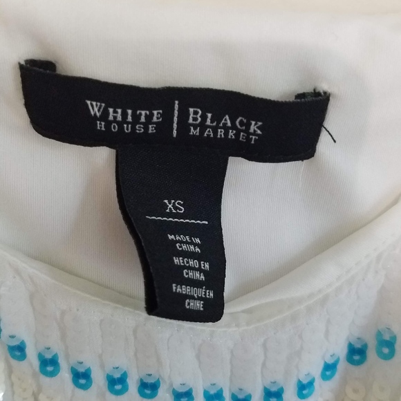 WHBM White Tank with Sequined Front - Picture 3 of 6